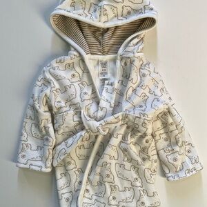 Carter's Just One You Baby Bear Hooded Bath Robe 0-9M Unisex White Terrycloth